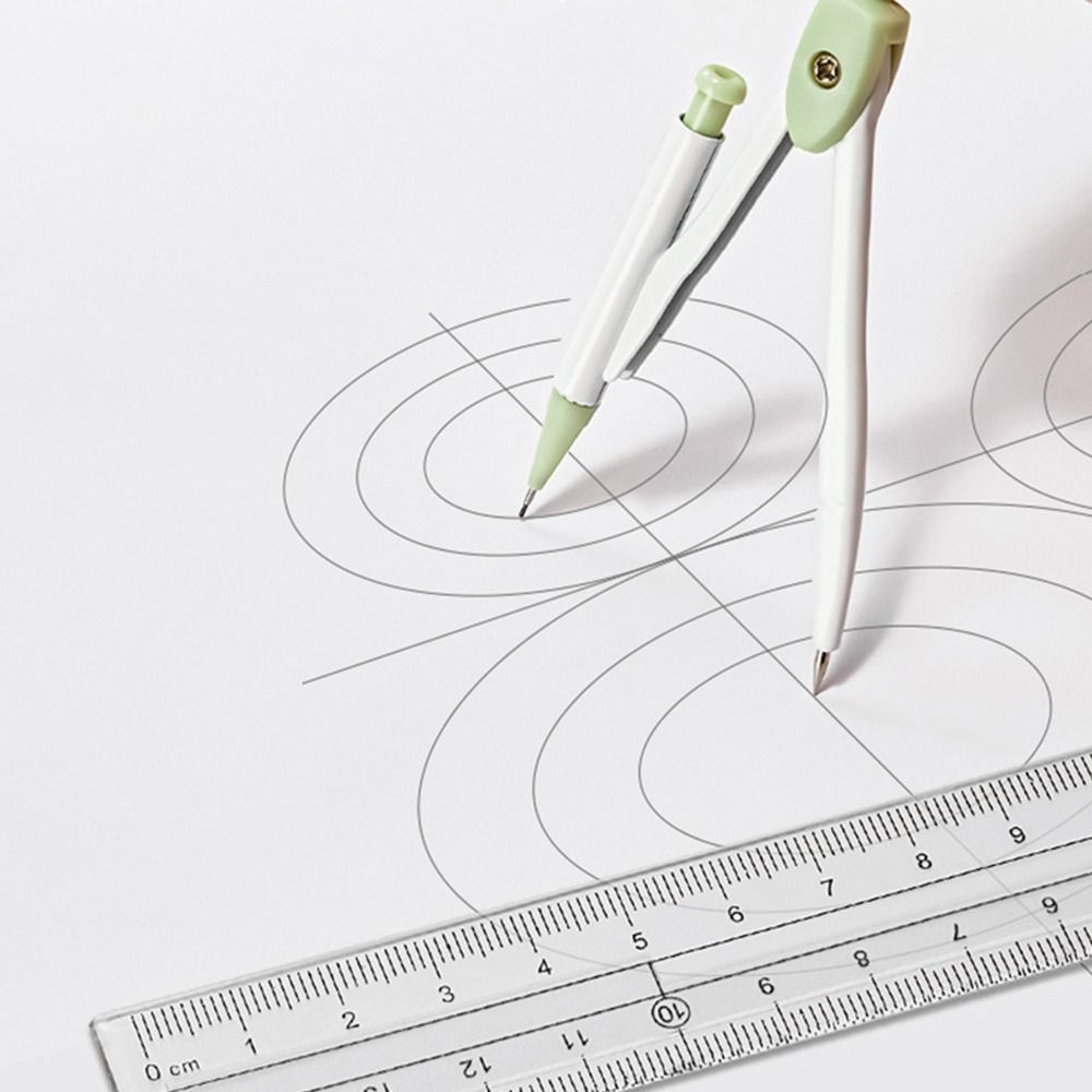 Ruler Set Transparent - 8点セット 高品質プラスチック製定規・コンパスセット 消しゴム 透明分度器 直線定規セット 三角定規