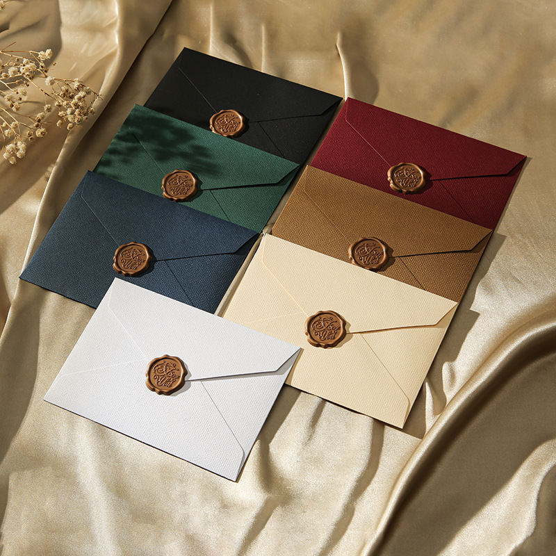Wax Seal Stamp Kit - 10 セット 16x11cm グリーティングカード リネンテクスチャー封筒 クラシック空白封筒