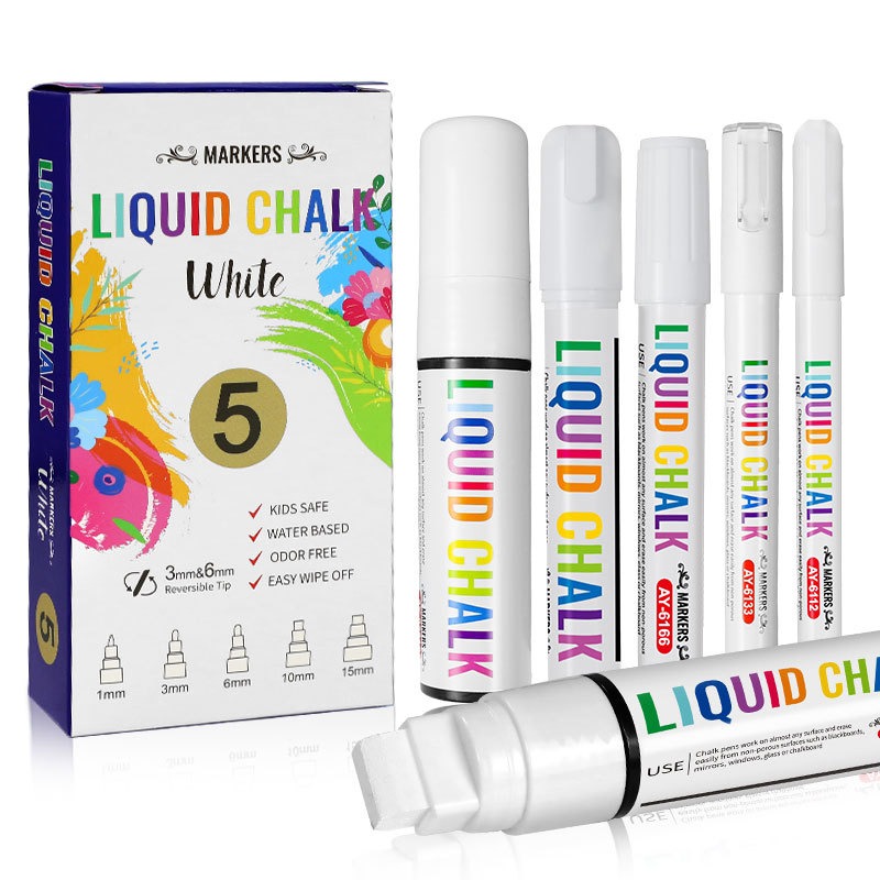 Correction Fluid White - 5 ピース/セット ホワイト チョーク マーカー 液体黒板マーカー、Windows、ガラス用ホワイト液体チョーク