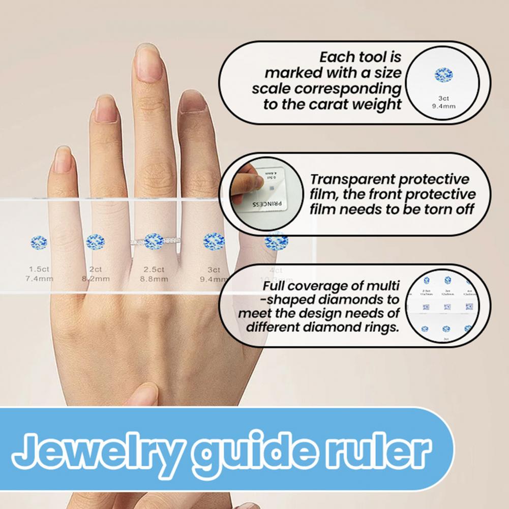 Ruler Set Transparent - 耐久性のある定規透明アクリル測定定規セットラウンド楕円形正方形形状ジュエリーサイズ測定テンプレートクラフター用