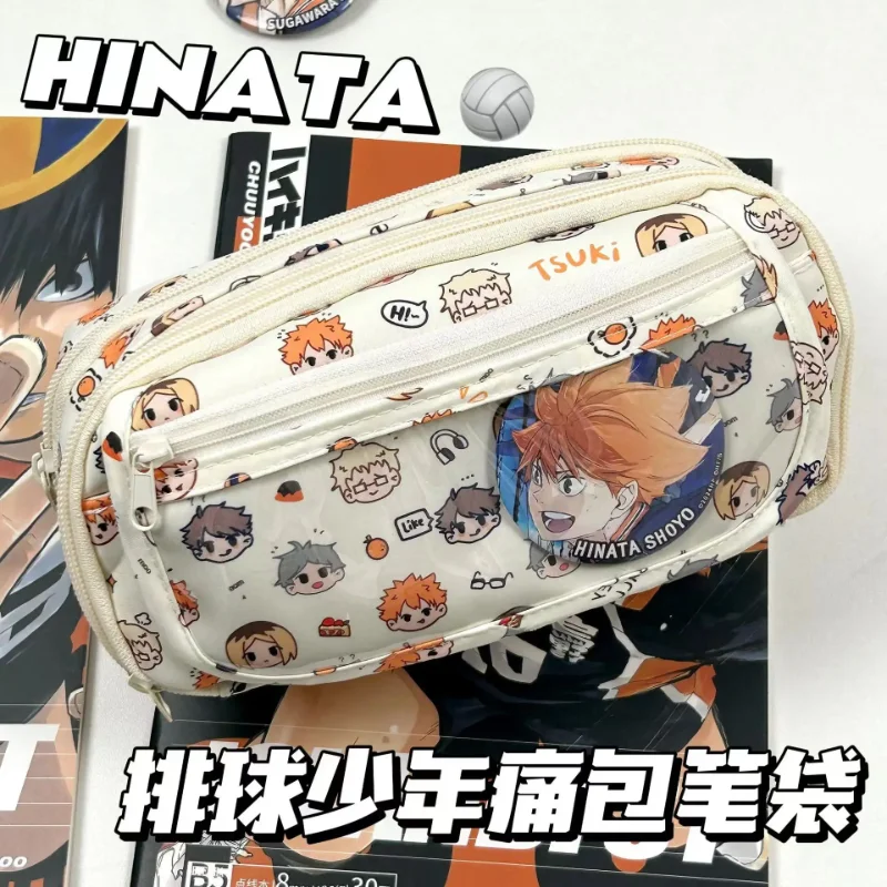 Stationery Warehouse - アニメ ハイキュー!! 痛絵柄のかわいいペンケース、漫画風文房具ホルダーバッグ、子供用ペンケース、学生用学用品ギフト