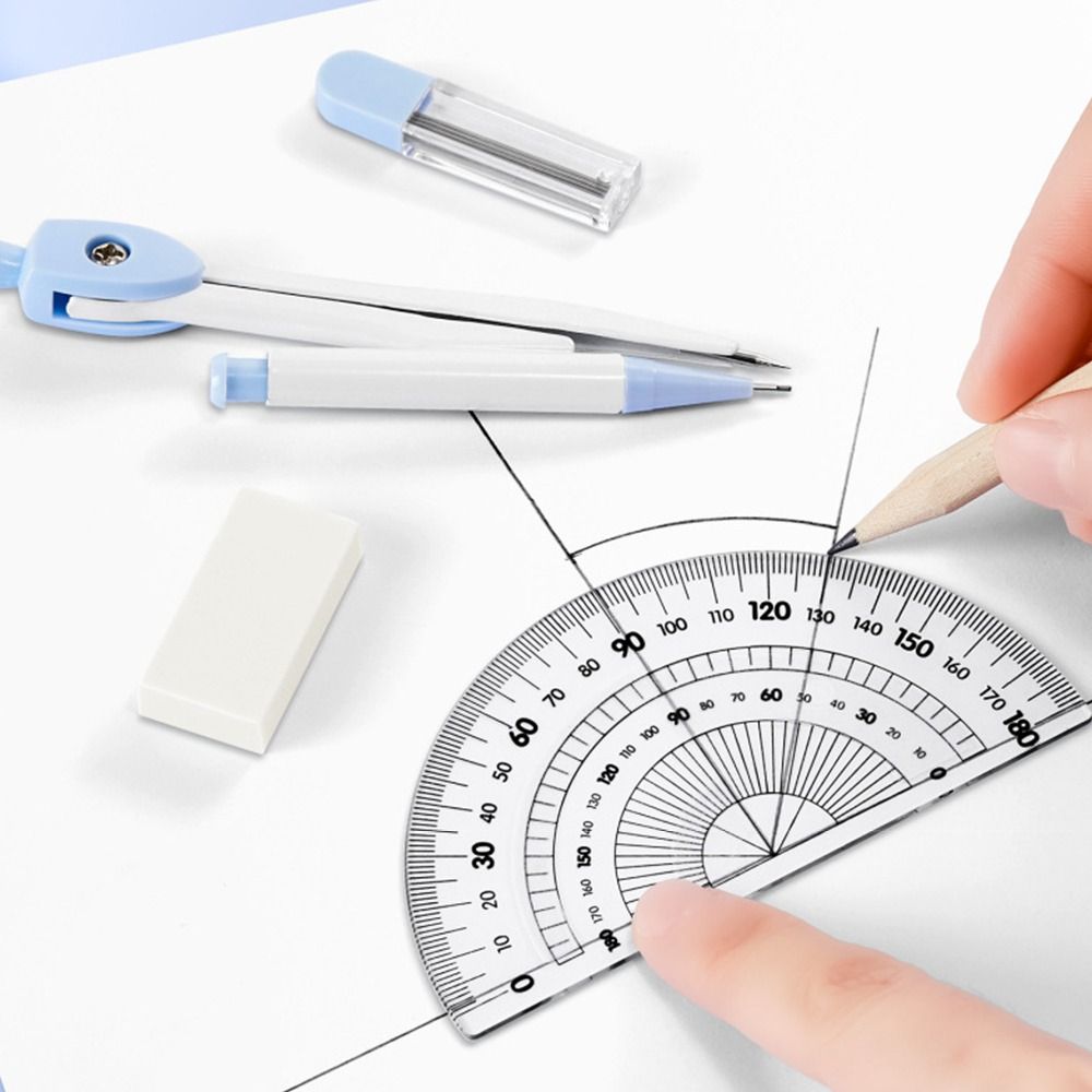 8 ピース/セットプラスチック定規コンパスセット透明消しゴム - Ruler Set Transparent のレビューと価格