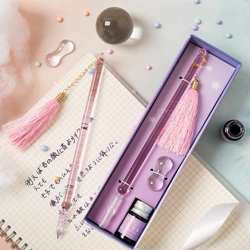 ガラス製ディップペン書道セット（インク付き）、金粉インク入り - Fountain Pen Ink のレビューと価格