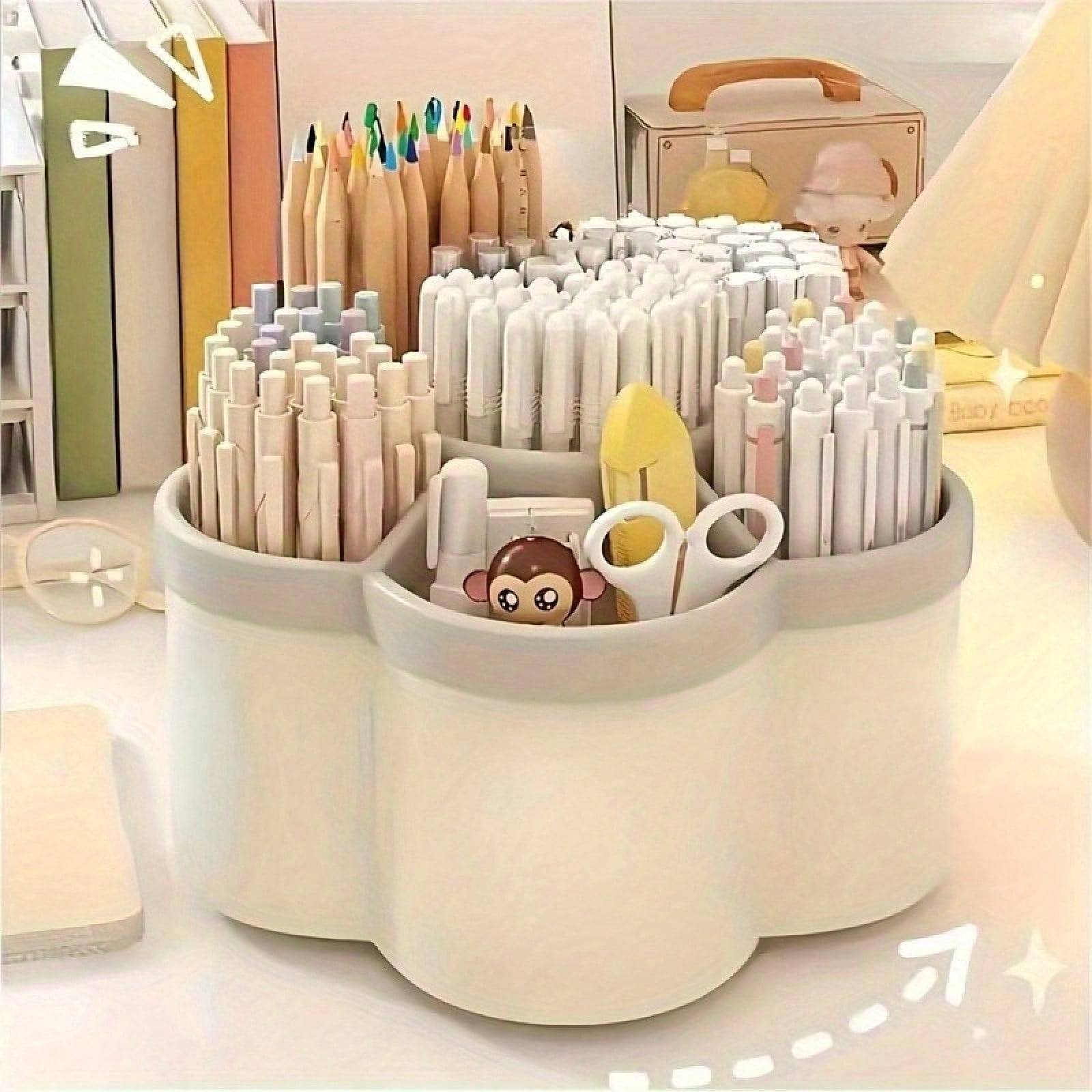 360度回転式の卓上収納ボックス。メイクブラシとペン立ての組 - Ideal Stationery & Office Supply のレビューと価格