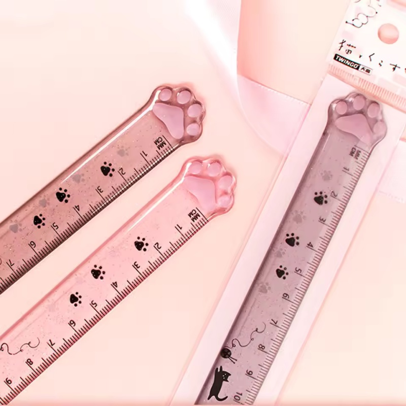 1 個猫の足デザイン定規測定描画機能透明プラスチック定規学生 - Ruler Set Transparent のレビューと価格