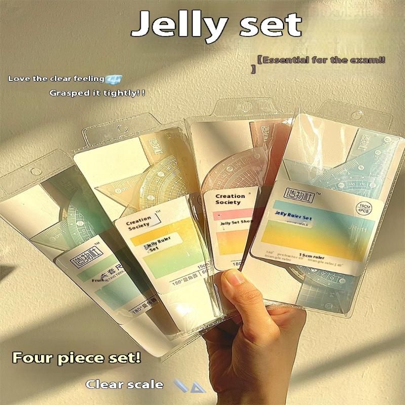 4 ピース/セット 15 センチメートルゼリー定規セット肥厚 - Ruler Set Transparent のレビューと価格