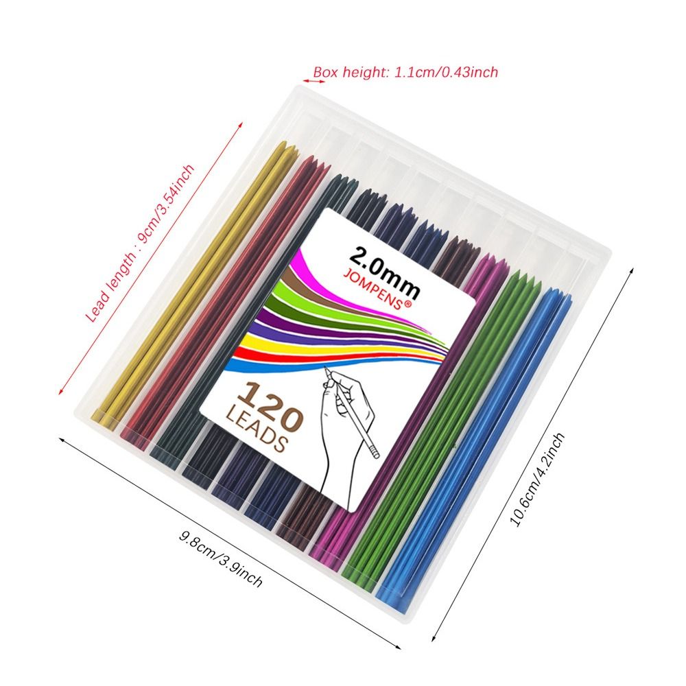 120 個 2.0 ミリメートル鉛鉛筆リフィル 10 色アー - Mechanical Pencil Lead のレビューと価格