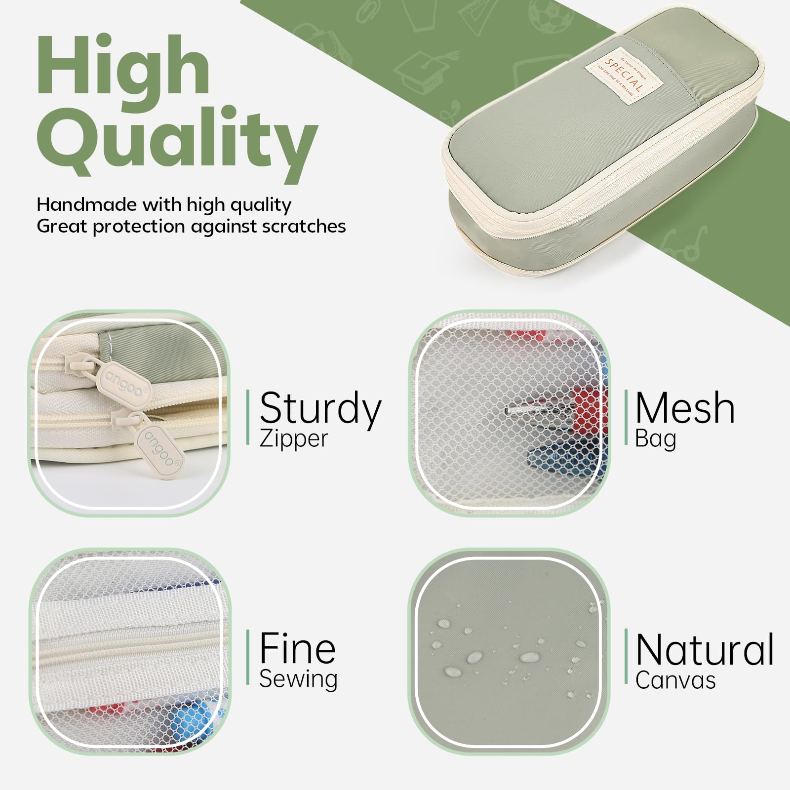 大容量のグリーンペンケース。持ち運びやすいデザインで、多機能 - Ideal Stationery & Office Supply のレビューと価格