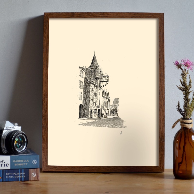 ヴィンテージエディンバラ城ペンインク描画スケッチポスタースコ - Fountain Pen Ink のレビューと価格